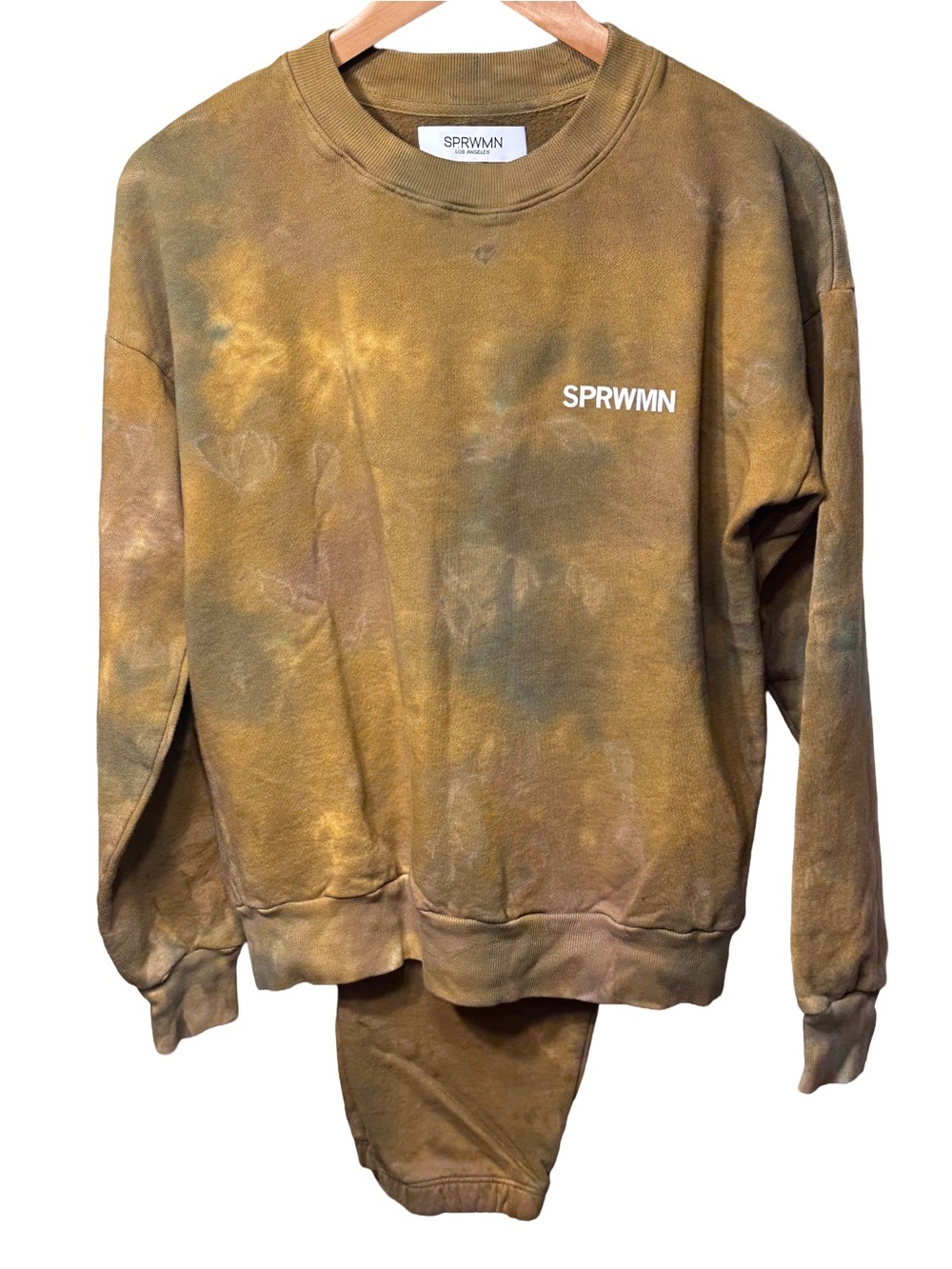Two Piece Set SPRWMN Earth Tone Tie Dye Logo Crewneck & Sweatpants Size S - Picture 5 of 5